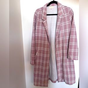 Melloday Pink Plaid Notch Lapel Jacket Size L